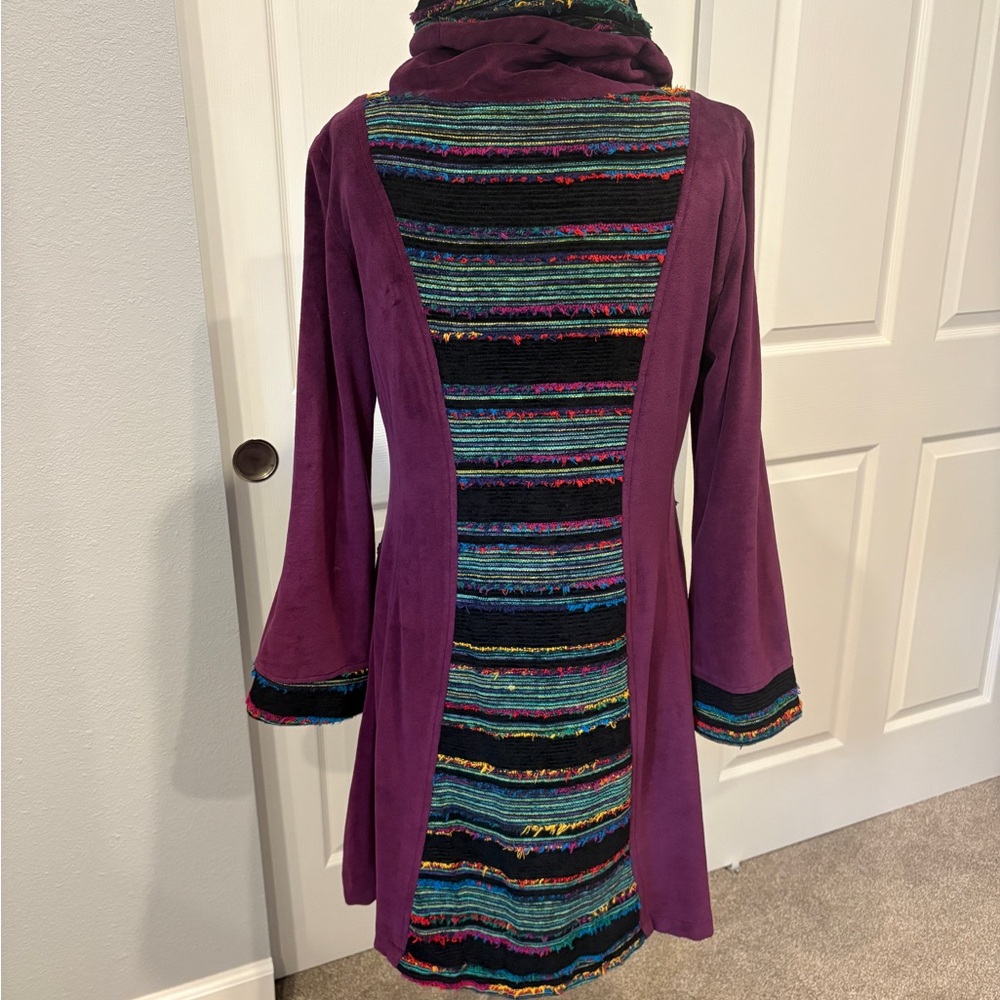 Boho Velvet Coat, Bohemian long lined Cotton Jacket - Picture 2 of 4